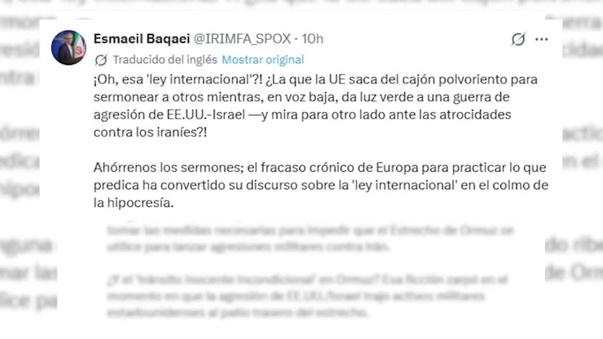 Irán critica la "hipocresía" de la UE tras las advertencias de Kaja Kallas sobre Ormuz