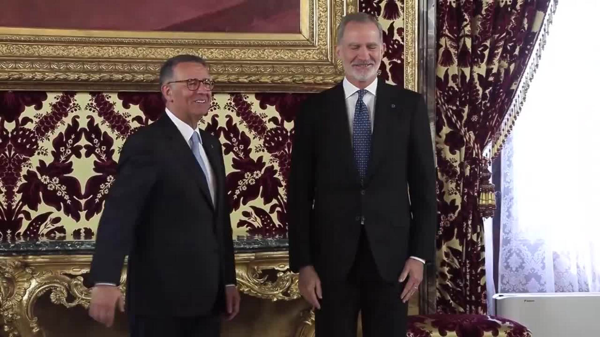 El Rey recibe en el Palacio Real al nuevo presidente de Portugal en su primera visita a España
