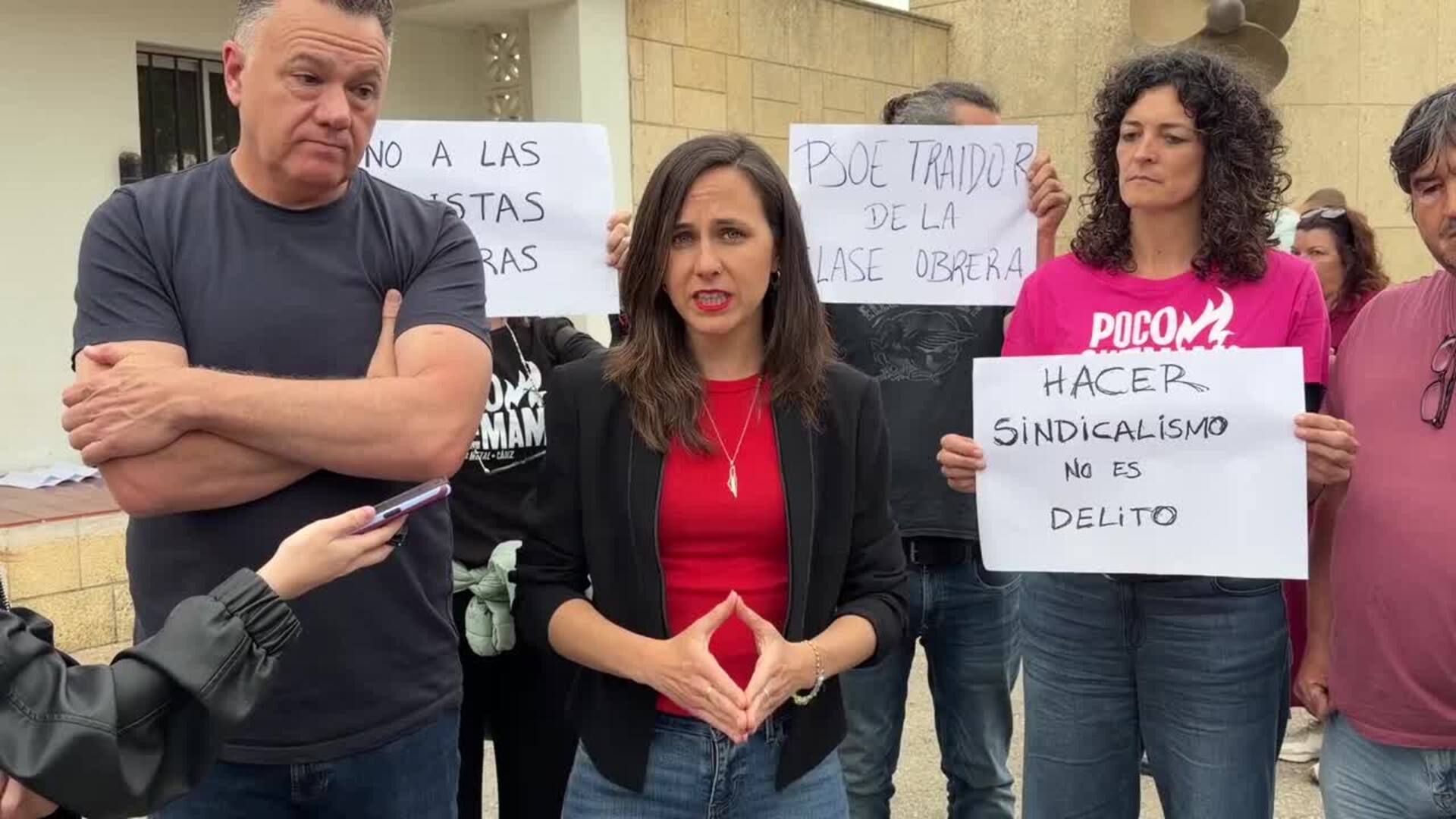 Belarra acude a Navantia para conocer la situación de Jesús y Manuel, tras 17 días de protesta