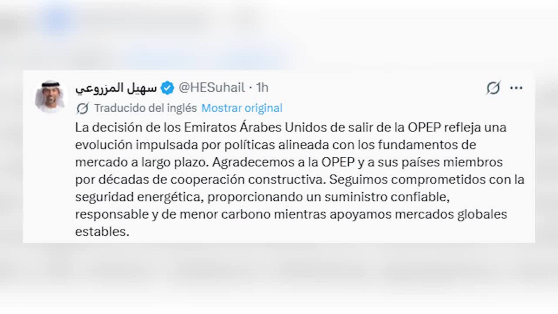 Emiratos Árabes Unidos (EAU) deja la OPEP y la OPEP+ a partir del 1 de mayo