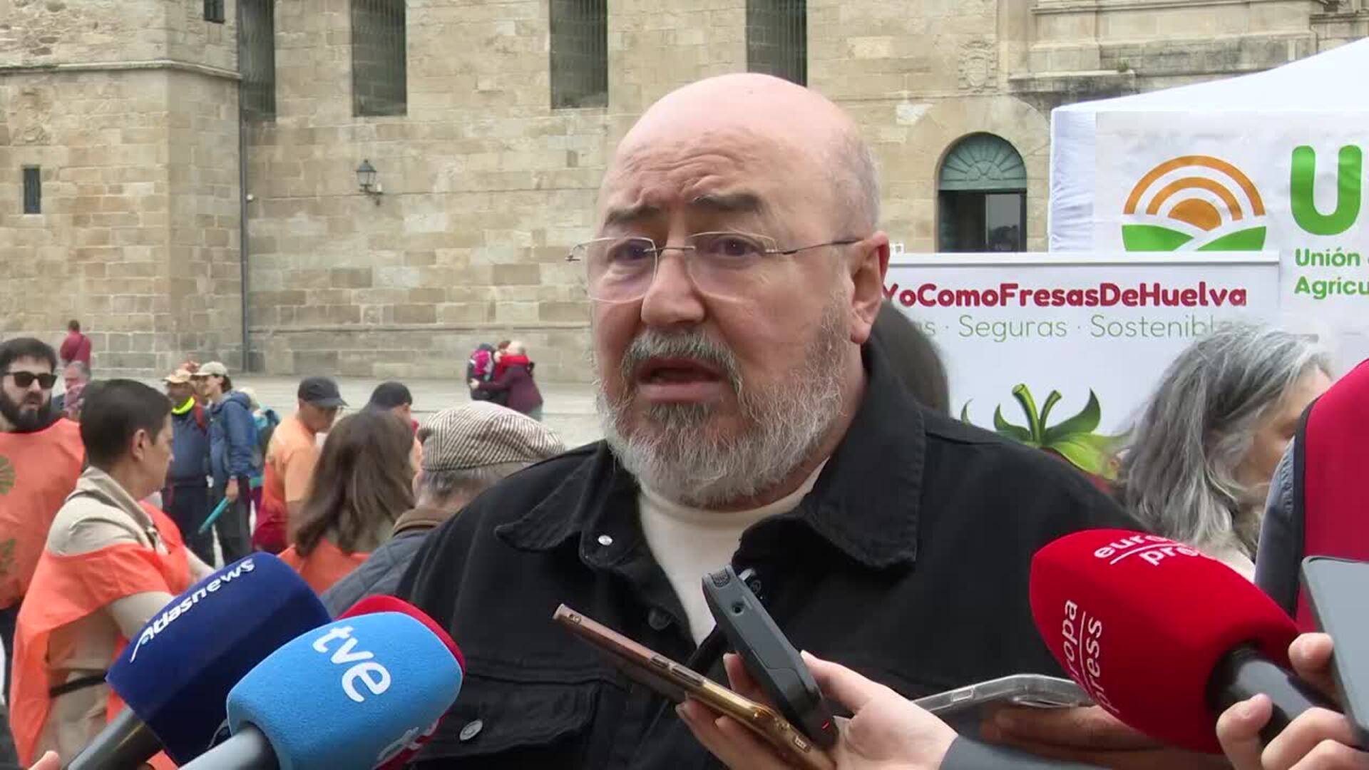 Productores piden "la complicidad del consumidor" con reparto de fresas de Huelva en Santiago