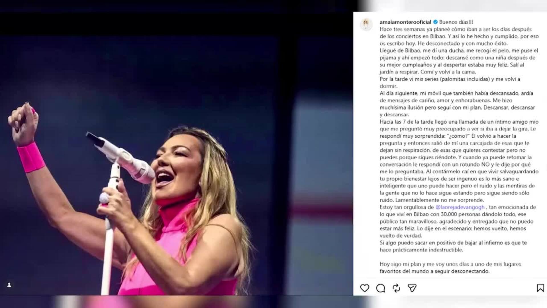 Amaia Montero rompe su silencio y aclara si va a dejar la gira de La Oreja de Van Gogh