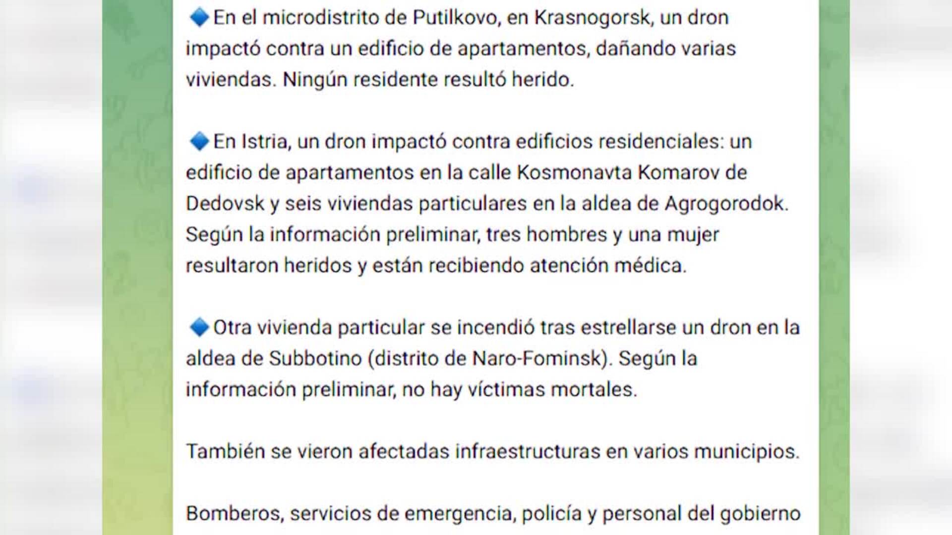 Al menos tres muertos en el ataque ucraniano contra Moscú más potente de toda la guerra