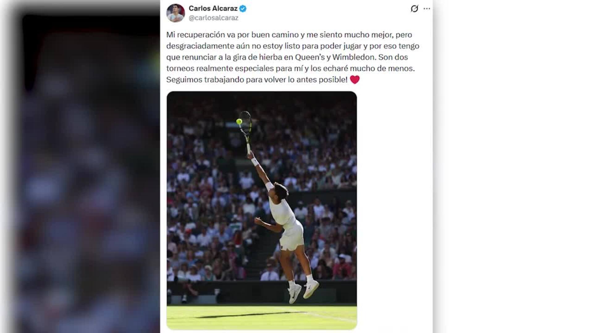 Alcaraz tampoco estará en Wimbledon