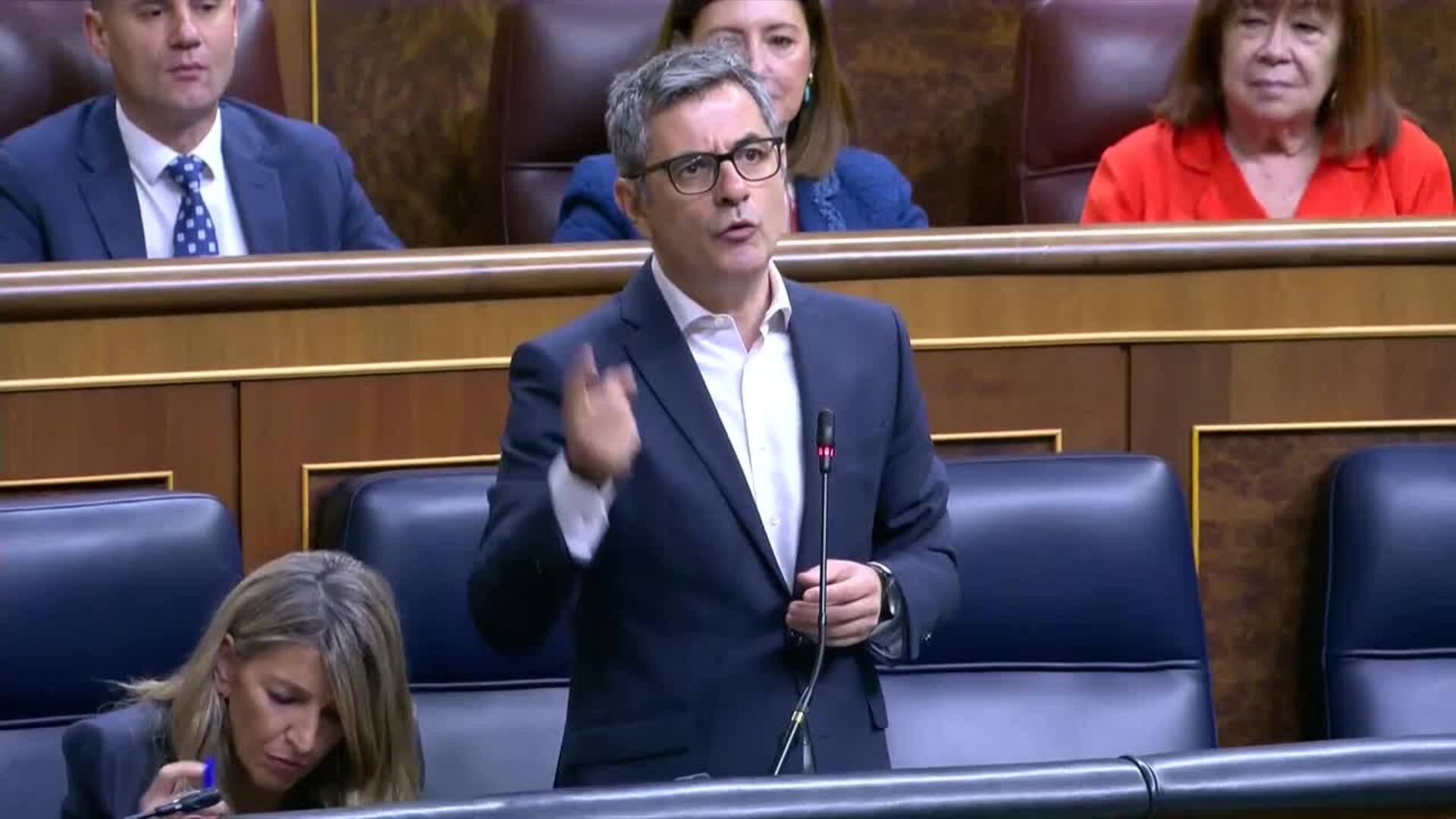 PP sitúa a Bolaños en "la esencia de la cloaca" y éste replica con ministros imputados del PP