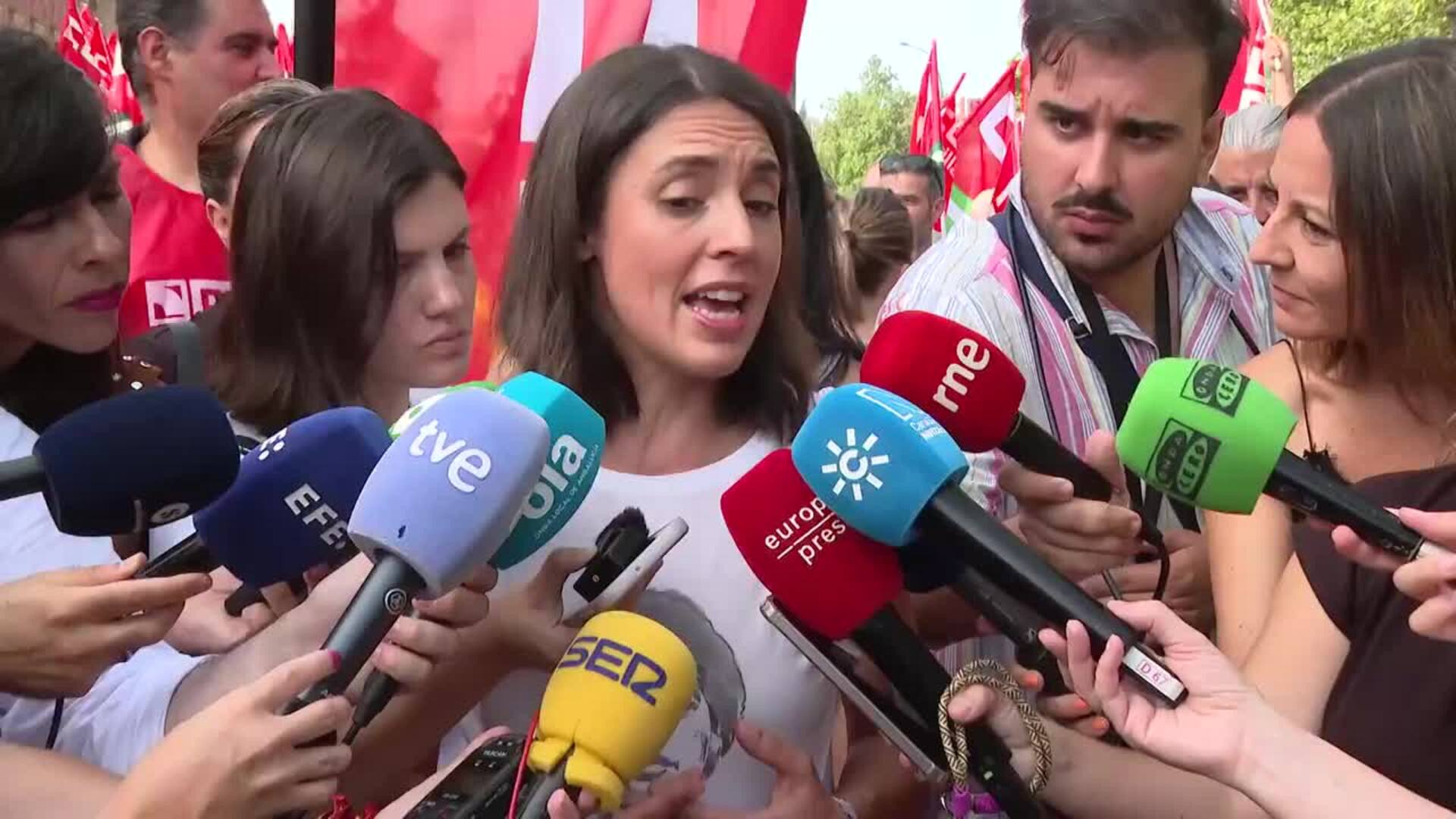 Irene Montero asegura que el juez Peinado "estaría en la cárcel si la justicia funcionase"