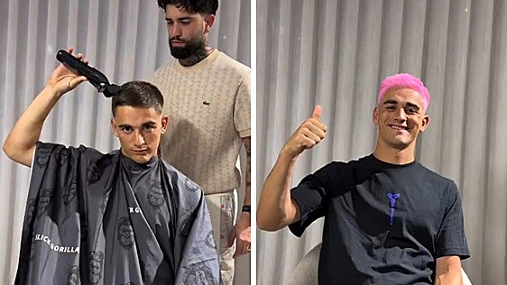 Gavi también cumple su promesa tras ganar el Mundial y se tiñe el pelo de rosa... fosforito