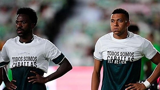 La frase de la camiseta de Ceuta que ocultaron Vinicius y Mbapppé (y no es la de 'todos somos caballas')