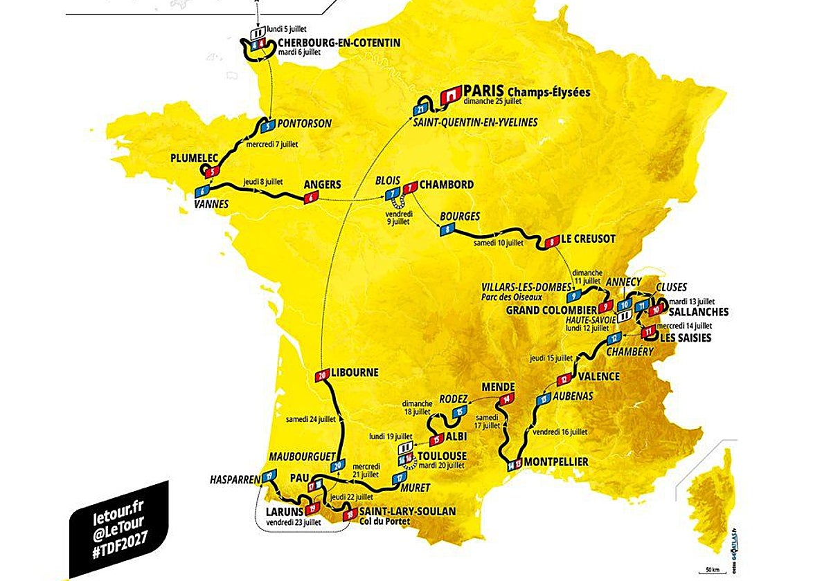 Tour de France 2027 route revealed with 71km of time trials