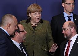 Merkel. Hollande y Schultz. / Reuters
