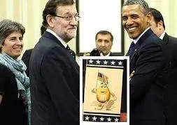 Rajoy y Obama y la caja de chocolatinas M&amp;M'S personalizada.