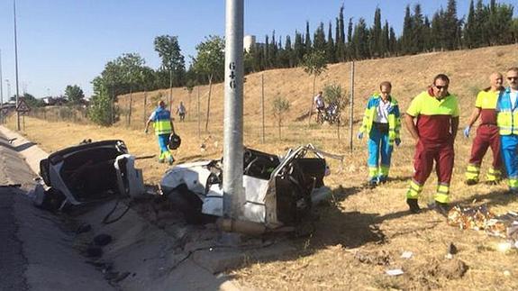 Accidente de tráfico registrado en la M-506 a su paso por Fuenlabrada.