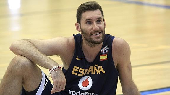 Rudy Fernández, con la selección española. 