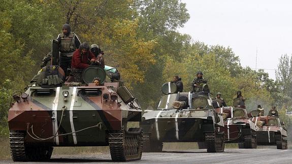 Carros de combate del ejéctiro ucraniano en Donetsk. 
