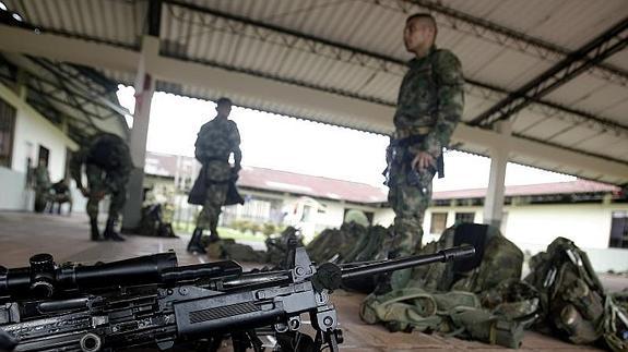 Vista de tropas del Ejército Nacional de Colombia  