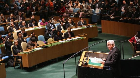 Mahmud Abás, durante un discurso ante la Asamblea General de la ONU. 