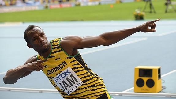 Usain Bolt, tras su victoria en Moscú. 