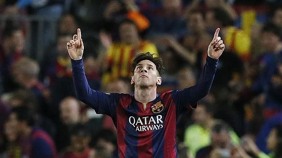 Messi celebra un gol. 