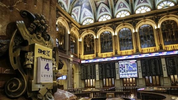 Interior de la Bolsa de Madrid. 