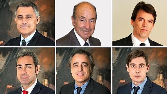 De izquierda a derecha y de arriba abajo: Jesús María Silva, Miquel Roca, Jaume Riutord, Jorge Navarro, Pablo Molins, y Juan Segarra. 