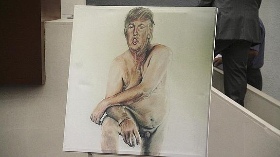 Pintura de Donald Trump desnudo. 