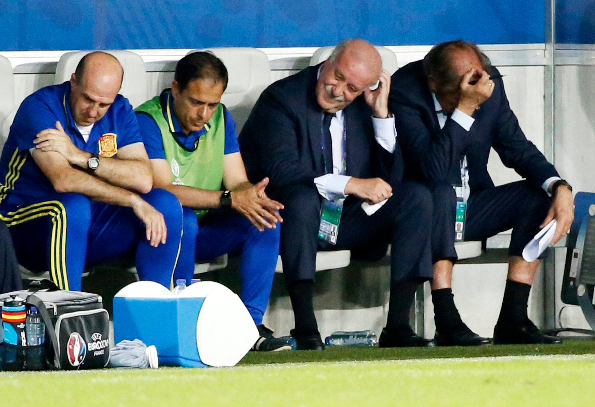 Del Bosque, cabizbajo tras el segundo gol de Croacia. 