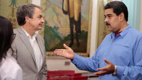 Maduro, durante su reunión con Zapatero. 