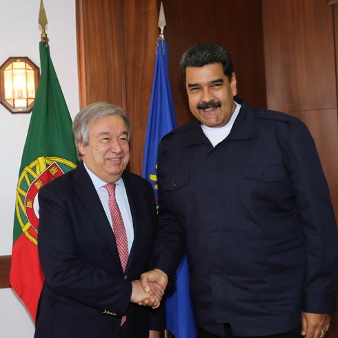 Antonio Guterres y Nicolás Maduro reunidos