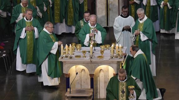 Los obispos de Francia, en el santuario de Lourdes.