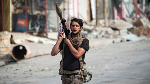 Un soldado iraquí, en Mosul. 