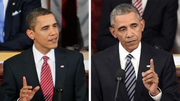 Barack Obama y el paso del tiempo en ocho años de mandato.