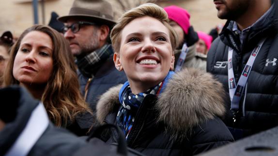 Johansson, en la 'Marcha de las mujeres'. 