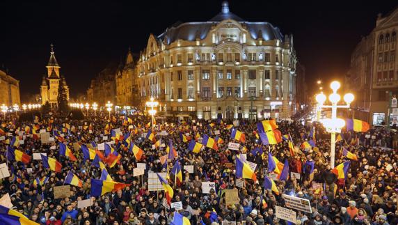Manifestaciones en contra de la reforma del Código Penal en Rumanía.
