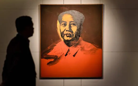 Retrato serigrafiado del dirigente chino Mao Zedong. 