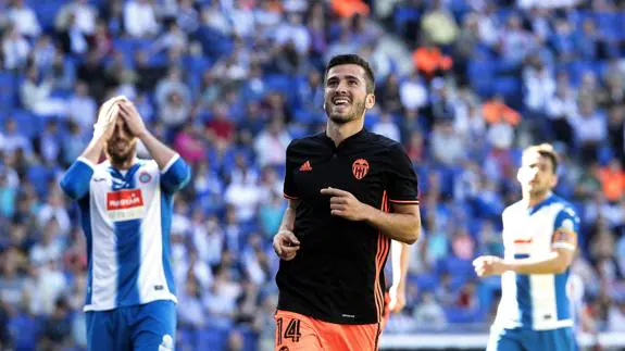 Gayá celebra su gol marcado ante el Espanyol. 