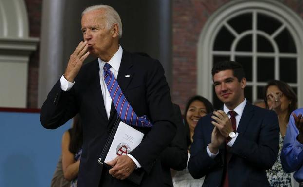 Joe Biden, exvicepresidente de Estados Unidos, en Harvard. 