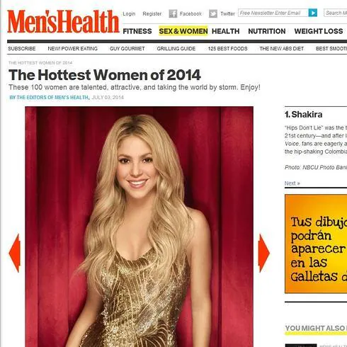 Entre cien mujeres, Shakira la más 'hot'. 