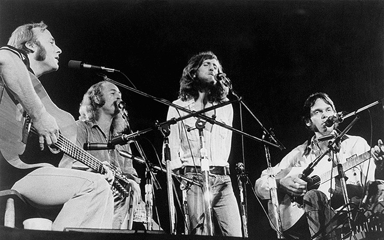 Crosby, Stills, Nash y Young, en un concierto en los años 70. 