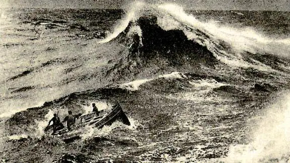 Recreación de la galerna, que se cobró la vida de 146 arrantzales en 1912.