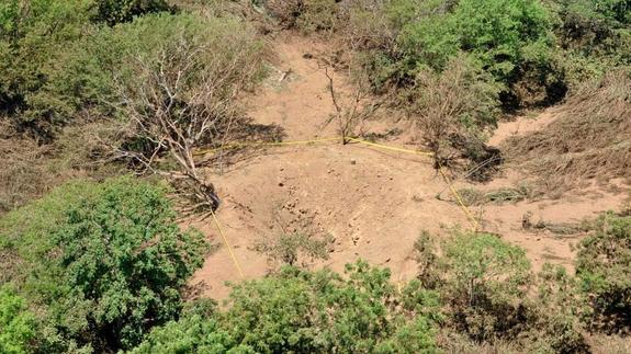 El cráter que dejó el impacto del meteorito en Managua.