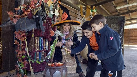 Chavales disfrutan de una de las actividades especiales programadas en el parque natural de Sendaviva.