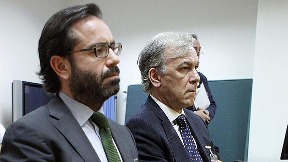 El exdirectivo de la SGAE Pedro Farré, en primer término, durante el juicio.