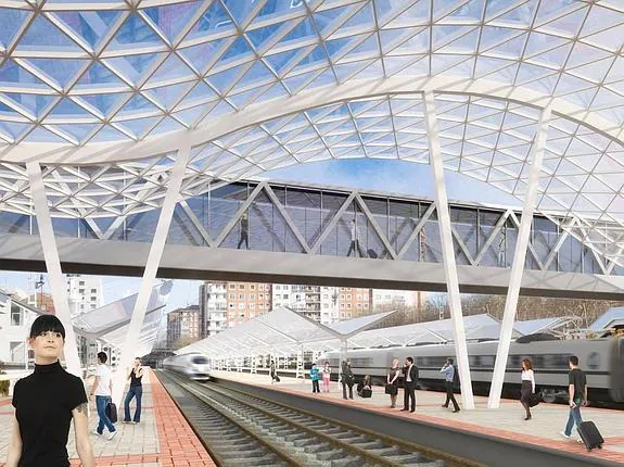 Recreación de la futura estación de tren de Vitoria. 