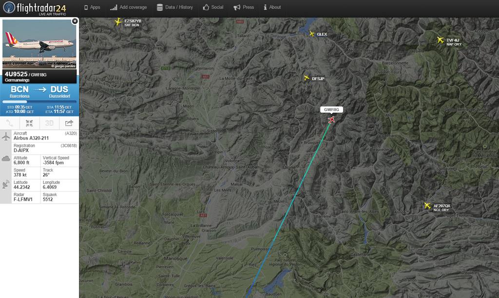 Captura de la web Flight radar 24. 