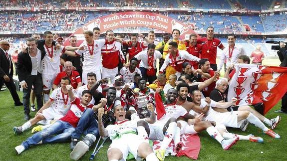 El Sion celebra su triunfo en la Copa.