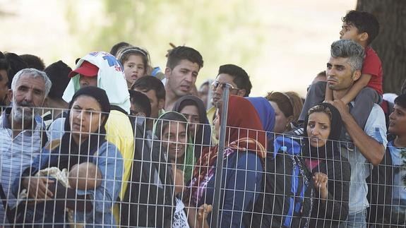 Refugiados en la frontera entre Macedonia y Grecia.