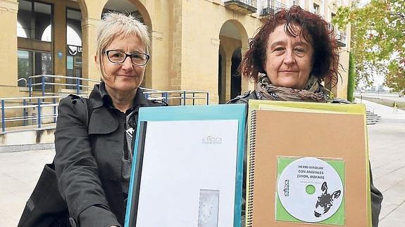 Las animalistas entregaron las rúbricas a la alcaldesa.