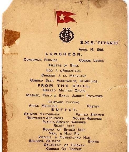 El menú que sirvieron en primera clase. 