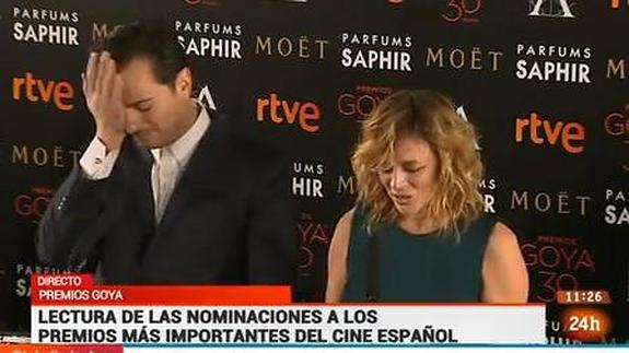 Asier Etxeandia, superado por la emoción del momento, ha sido nominado como mejor actor en los Premios Goya 2016.