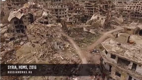 Vídeo de la destrucción de la ciudad siria de Homs grabado por un drone.  